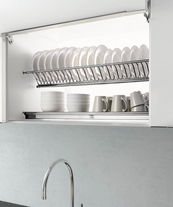 Kệ chén 2 tầng inox âm tủ trên